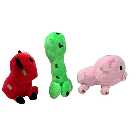 MOJANG Minecraft Lot 6 Creeper Red Bull Pink Pig Bat Spider Ocelot Plush Small - Picture 3 of 11